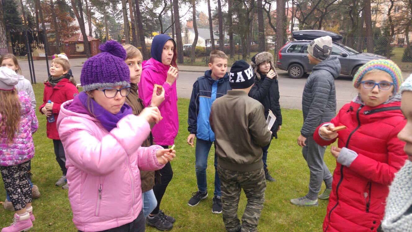 Dzień Niepodległości, uczniowie Prywatnej Szkoły imienia Moraczewskich jedzą pierniczki Marszałka Piłsudskiego